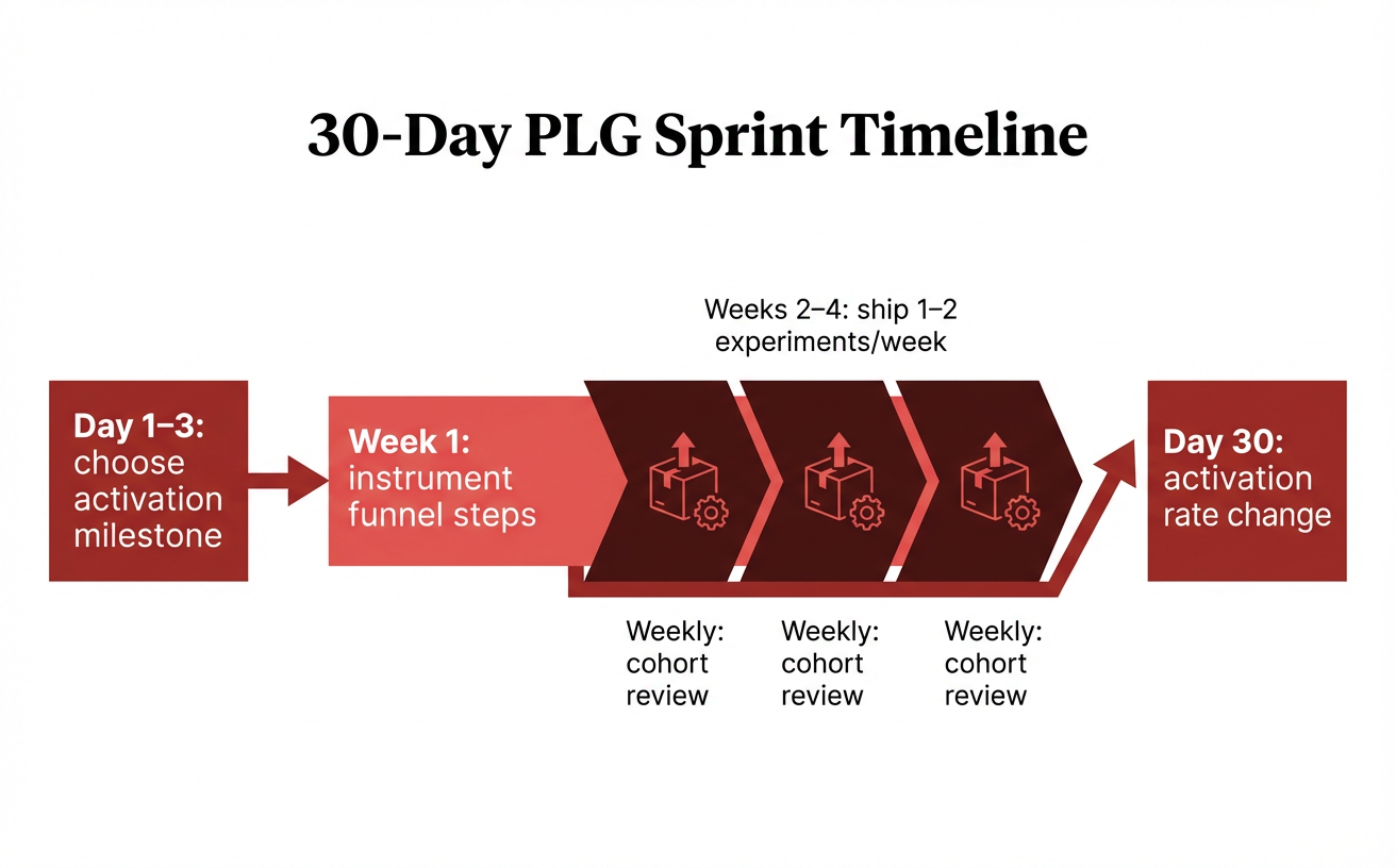 A simple 30-day sprint plan to prove PLG via one activation milestone.