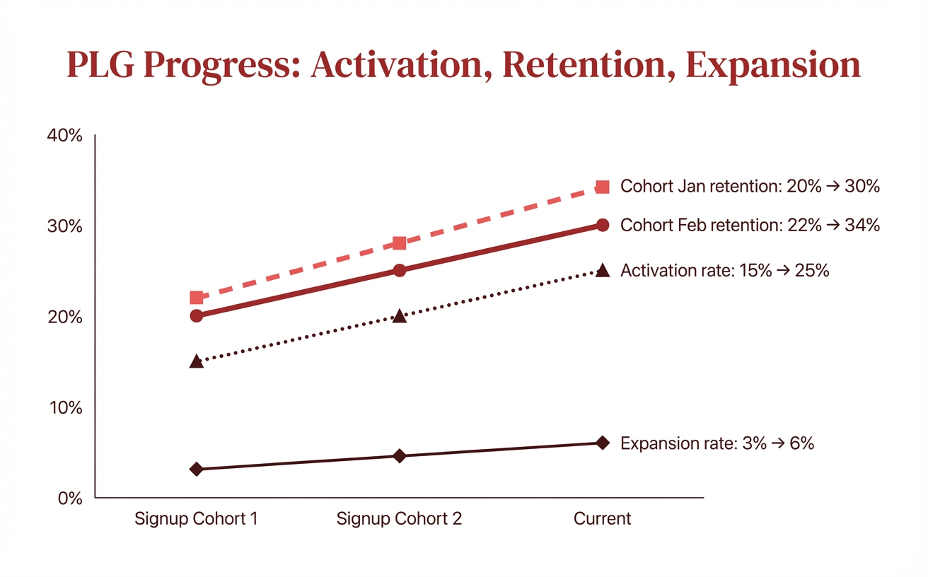 PLG is real when cohorts improve—sign-ups alone can mislead.