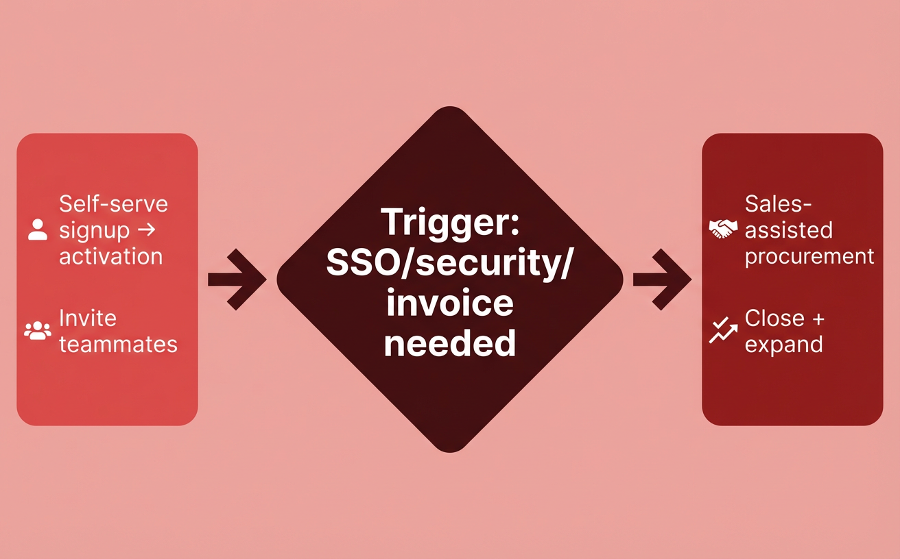 Product-led sales: keep self-serve fast, add sales only for enterprise blockers.